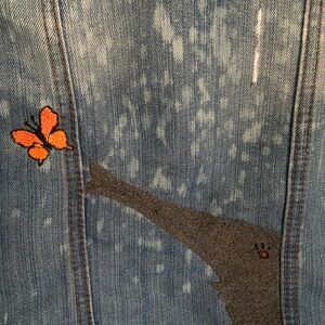 Epic Threads Denim Jacket with Orange Butterfly